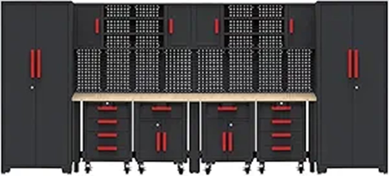 Garage Workshop Storage Set with Steel Cabinets