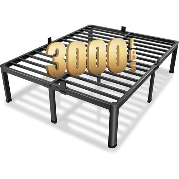 Metal Queen Bed Frame with Steel Slats and Easy Setup