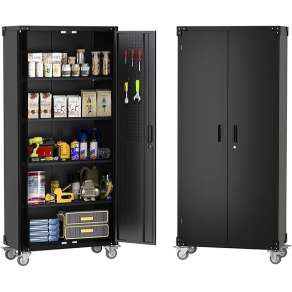 72-In Tall Garage Storage Cabinet with Wheels