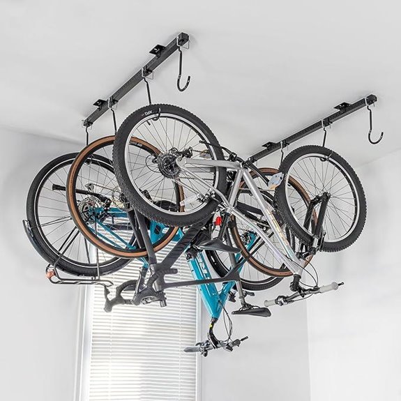 Teal Ceiling Bike Rack for Garage Storage