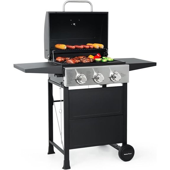 MASTER COOK 3-Burner Gas Grill with Shelves