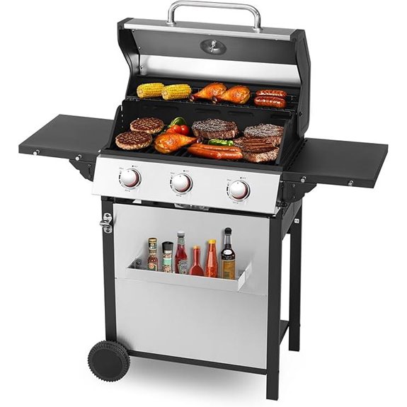 3 Burner Propane Gas Grill with Side Table
