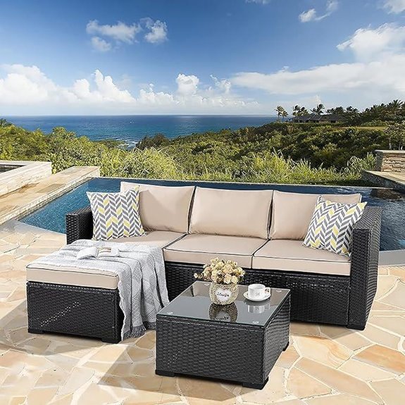 3-Piece Outdoor Patio Furniture Set with Cushions