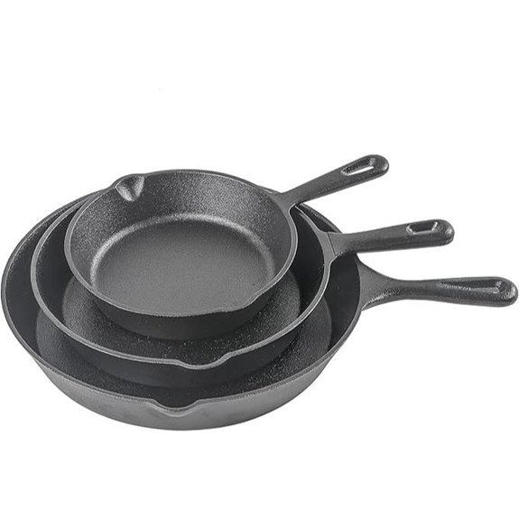Commercial Cast Iron Skillet Set (3-Piece 8-12 inch)