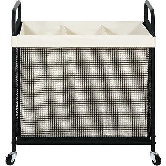 STO STO 3-Section Rolling Laundry Hamper with Bag