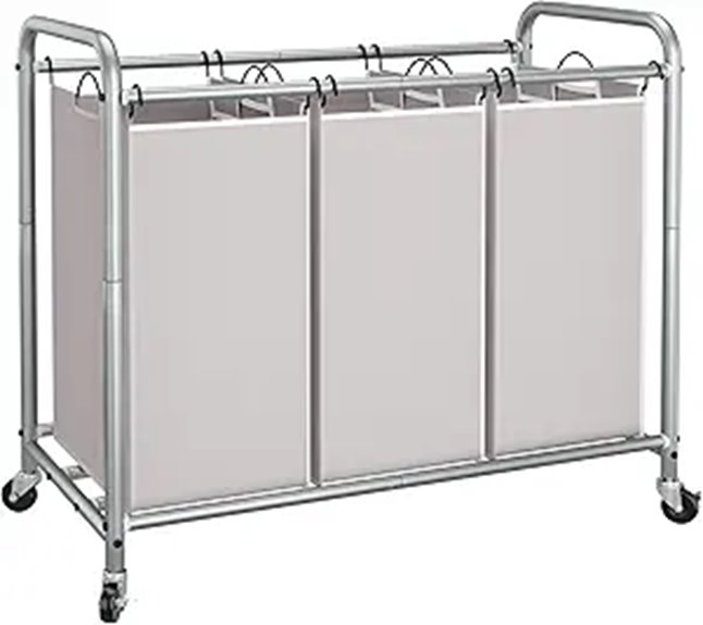 Storage Maniac 3-Section Laundry Sorter with Wheels