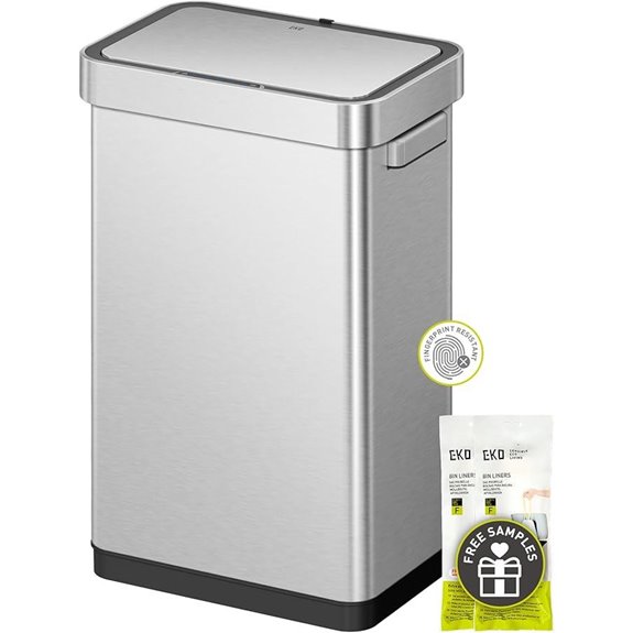 EKO Mirage-T 50L Touchless Stainless Steel Trash Can