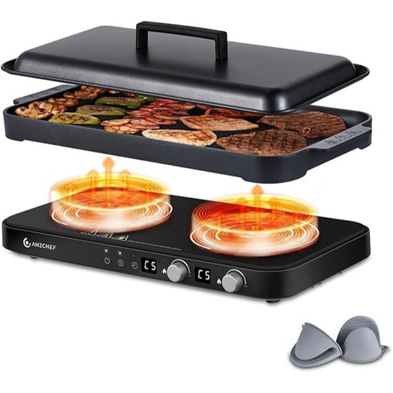 AMZCHEF 2-Burner Induction Cooktop with Griddle