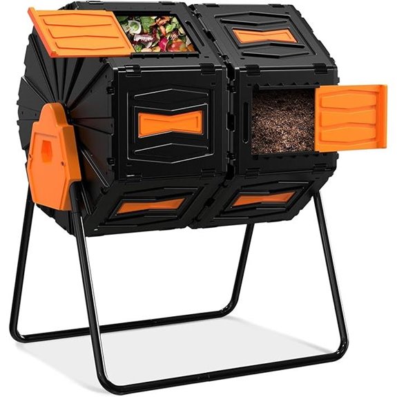 Dual Chamber 45 Gallon Compost Tumbler for Yard Waste