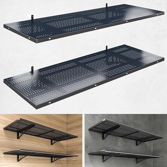 2-Pack Garage Wall Shelving with Hooks Black