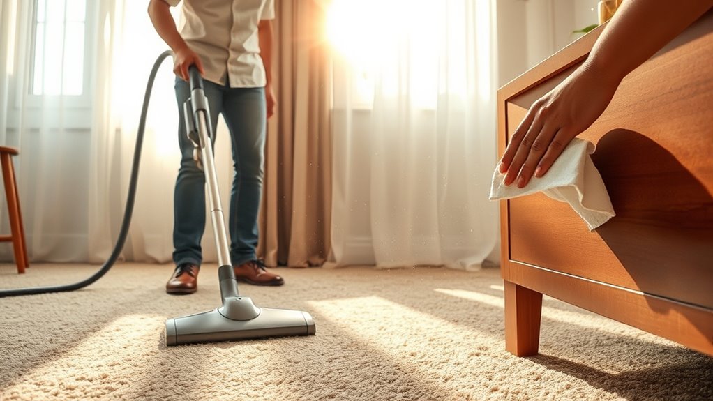 vacuum first dust second