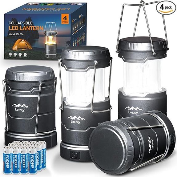 LETMY LED Camping Lanterns 4 Pack Waterproof & Dimmable