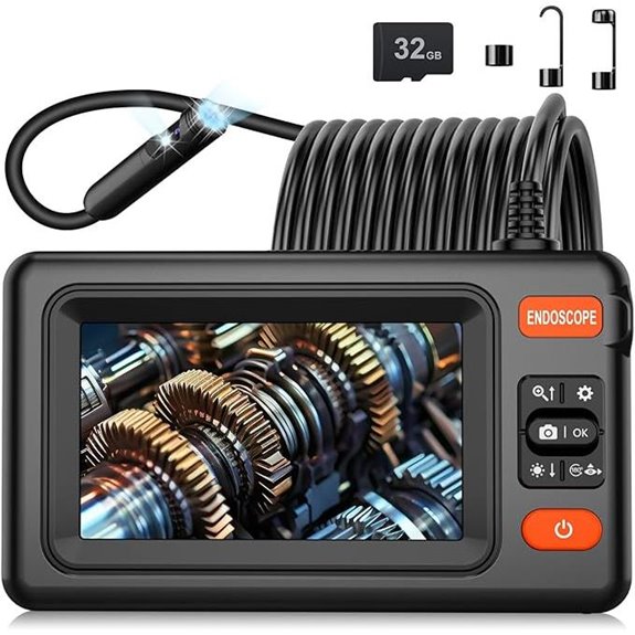 Dual Lens Waterproof Endoscope Camera with LCD