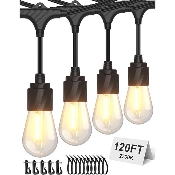 XMCOSY 120FT Waterproof Outdoor String Lights with Edison Bulbs