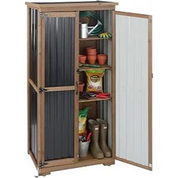 Outdoor Storage Cabinet with Shelves and Lockable Doors