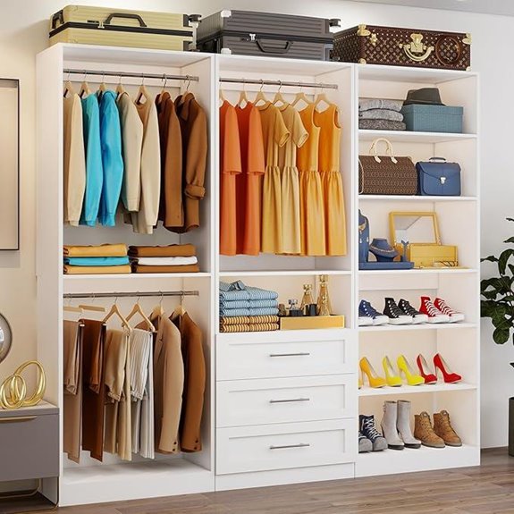 Modular White Closet System with Drawers & Shelves