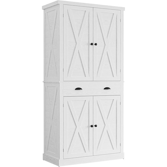 IRONCK White Pantry Storage Cabinet with Barn Doors