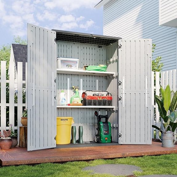 Aoxun White Resin Outdoor Storage Shed with Shelves