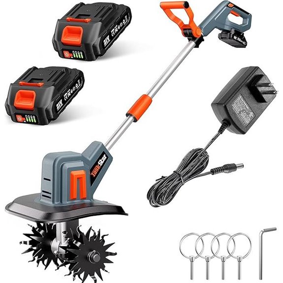 Cordless Garden Tiller with 48 Steel Tines