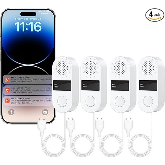 WiFi Water Leak Detectors 4-Pack with App Alerts