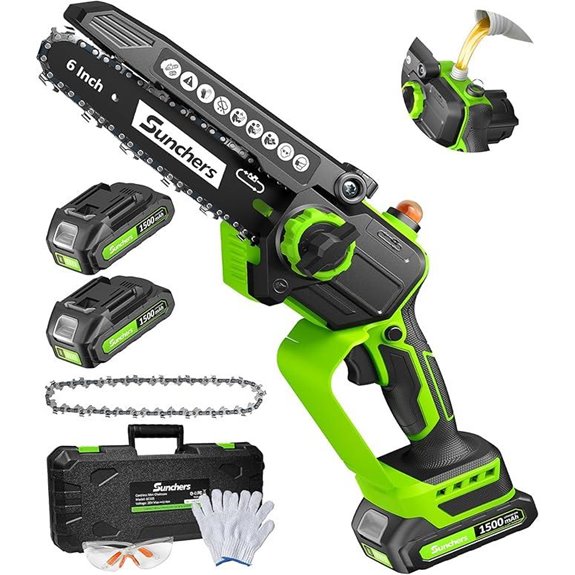Cordless Mini Chainsaw with 2 Batteries Auto Oiler