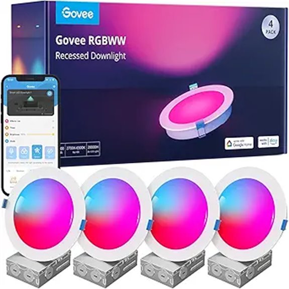 Govee 6-Inch Wi-Fi RGBWW Recessed LED Lights (4-Pack)