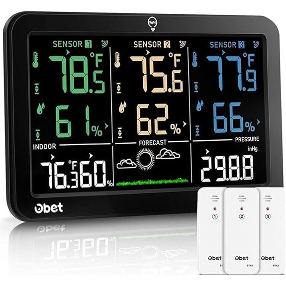 OBET Wireless Indoor/Outdoor Weather Station with Sensors