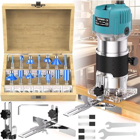 TwoWin 110V 800W Wood Router & Bit Set