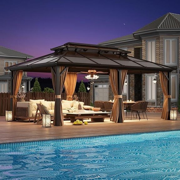 YOLENY 12'x20' Hardtop Gazebo with Curtains