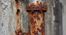 iron stain indicating water problem